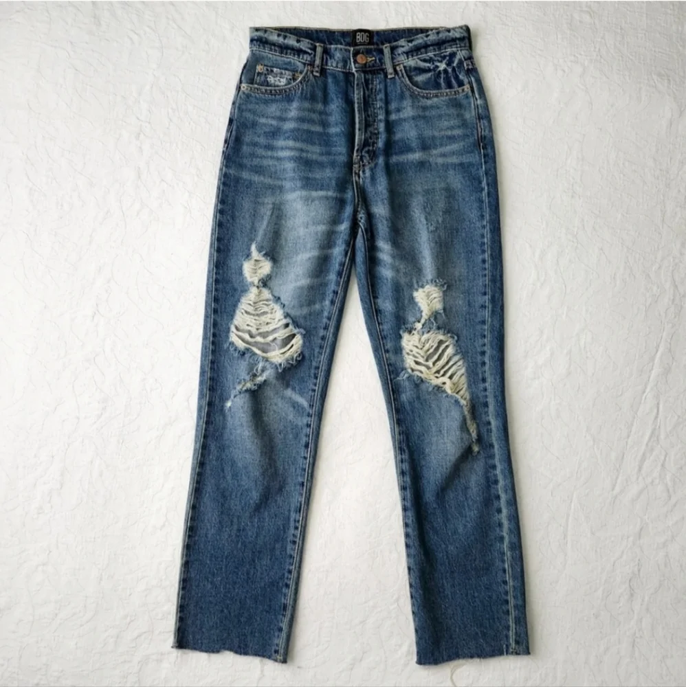 BDG Urban Outfitters Slim Straight High Waisted Cutoff Hem Ankle Jeans, Size 27 - Picture 7 of 16
